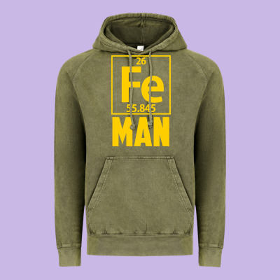 Fe Man Funny Superhero For Halloween Vintage Hoodie Designed By Artisfamous