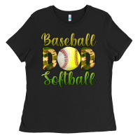 Black Baseball Dad Softball Ladies Tee - BundleAndBundleShop