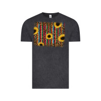 Vintage Black sunflowers serape leopard Vintage Tee - RanaPortraitStore