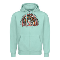 Seafoam girl mama western leopard rainbow Zipper Hoodie - JahusDesignShop