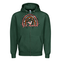 Sports Green girl mama western leopard rainbow Zipper Hoodie - JahusDesignShop