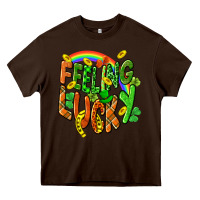 Chocolate Brown St. Patrick's Day Feeling lucky Heavy Core Tee - CowGirlArtShop