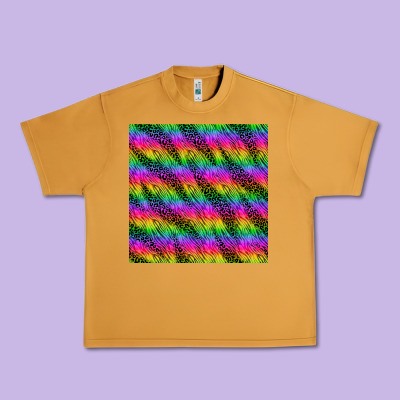 Neon Rainbow Leopard Zebra Seamless Pattern Urban Heavy Tee Designed By Bundleandbundleshop