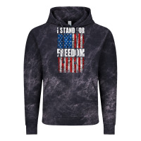 Cloud Black I STAND FOR FREEDOM WITH A DISTRESSED AMERICAN FLAG Vintage Hoodie - artisFamous