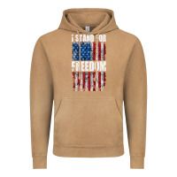Vintage Camel I STAND FOR FREEDOM WITH A DISTRESSED AMERICAN FLAG Vintage Hoodie - artisFamous