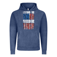Vintage Denim I STAND FOR FREEDOM WITH A DISTRESSED AMERICAN FLAG Vintage Hoodie - artisFamous