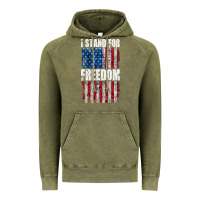 Vintage Olive I STAND FOR FREEDOM WITH A DISTRESSED AMERICAN FLAG Vintage Hoodie - artisFamous