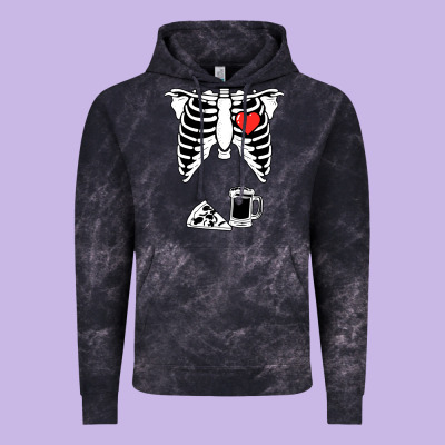 Dad Skeleton Halloween Beer Pizza Vintage Hoodie Designed By Artisfamous