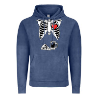 Vintage Denim dad skeleton halloween beer pizza Vintage Hoodie - artisFamous