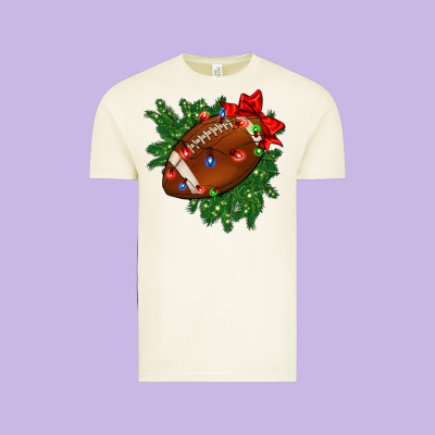 American Football Christmas With Lights And Ribbon Vintage Tee Designed By Fadigitalartstudio