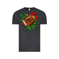 Vintage Black american football christmas with lights and ribbon Vintage Tee - FaDigitalArtStudio