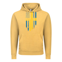 Vintage Mustard Sweden Swedish Roots American Flag | Canadian Roots Vintage Hoodie - artisFamous