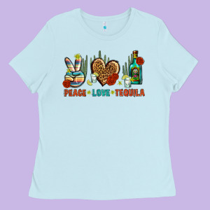 Peace Love Tequila Ladies Tee Designed By Bundleandbundleshop
