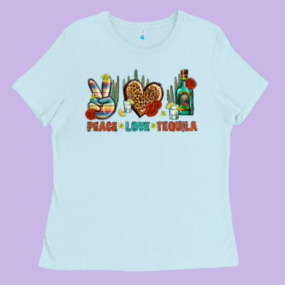 Peace Love Tequila Ladies Tee Designed By Bundleandbundleshop