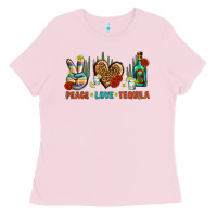 Bubblegum Pink Peace Love Tequila Ladies Tee - BundleAndBundleShop