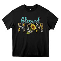 Black Blessed mom sunflower mother's day Heavy Core Tee - HowdyJamesFarm
