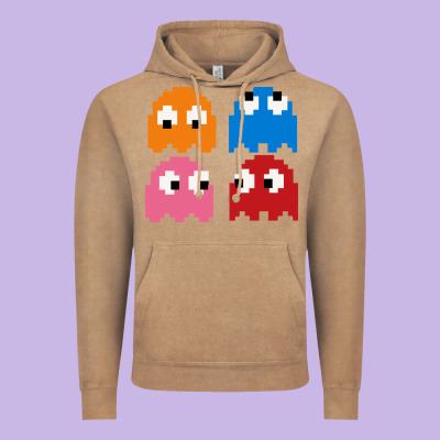 Pacman Ghosts Cool Retro 80s Vintage Hoodie Designed By Artisfamous