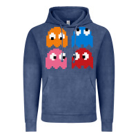 Vintage Denim pacman ghosts cool retro 80s Vintage Hoodie - artisFamous