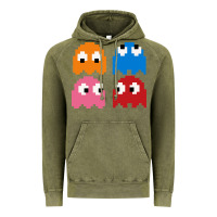 Vintage Olive pacman ghosts cool retro 80s Vintage Hoodie - artisFamous