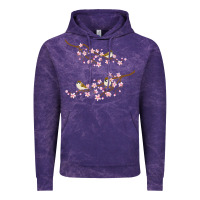 Cloud Purple cherry blossom sakura with bird Vintage Hoodie - artisFamous