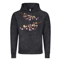 Vintage Black cherry blossom sakura with bird Vintage Hoodie - artisFamous