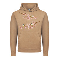 Vintage Coffee cherry blossom sakura with bird Vintage Hoodie - artisFamous
