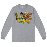 Heather Grey Love Camping Long Sleeve Tee - CowhideDigitalArt