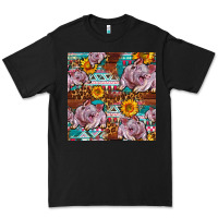 Black Western Landrace Pig With Sunflowers Seamless Premium Tee - FaDigitalArtStudio