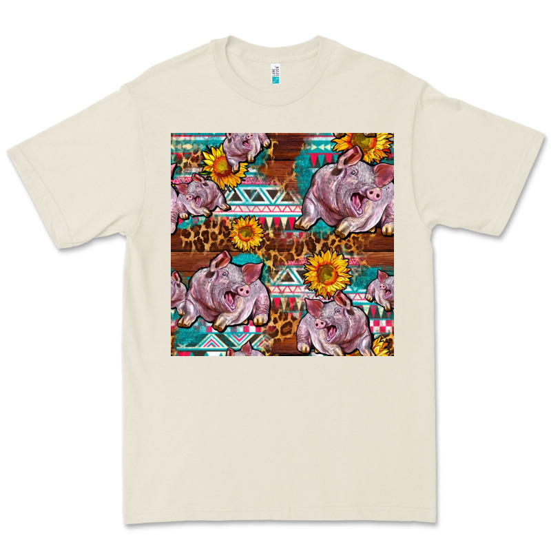 Western Landrace Pig With Sunflowers Seamless Premium Tee by FaDigitalArtStudio | Teevron