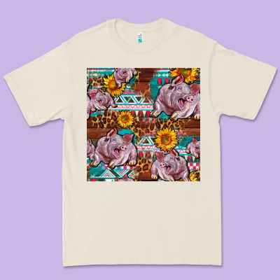 Western Landrace Pig With Sunflowers Seamless Premium Tee Designed By Fadigitalartstudio