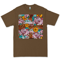 Cacao Western Landrace Pig With Sunflowers Seamless Premium Tee - FaDigitalArtStudio