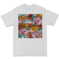 Dove Grey Western Landrace Pig With Sunflowers Seamless Premium Tee - FaDigitalArtStudio