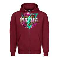 Burgundy mama life and thunderbolt Zipper Hoodie - JahusDesignShop