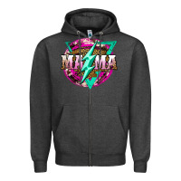 Charcoal Heather mama life and thunderbolt Zipper Hoodie - JahusDesignShop