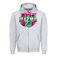Heather Grey mama life and thunderbolt Zipper Hoodie - JahusDesignShop