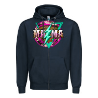 Navy mama life and thunderbolt Zipper Hoodie - JahusDesignShop