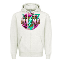 Oatmeal Heather mama life and thunderbolt Zipper Hoodie - JahusDesignShop