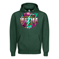 Sports Green mama life and thunderbolt Zipper Hoodie - JahusDesignShop