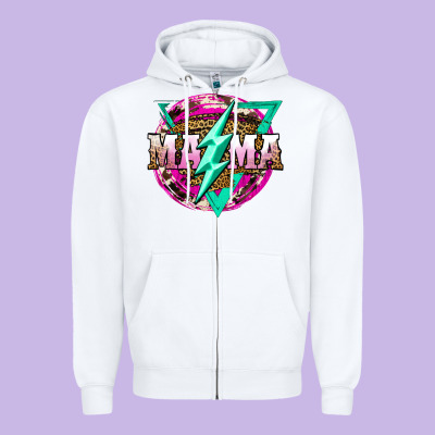 Mama Life And Thunderbolt Zipper Hoodie Designed By Jahusdesignshop