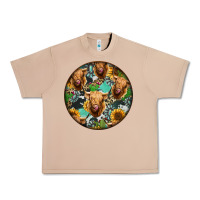 Burro Highland Cow Pattern Urban Heavy Tee - Jasminsmagicworld