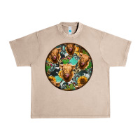 French Oak Highland Cow Pattern Urban Heavy Tee - Jasminsmagicworld