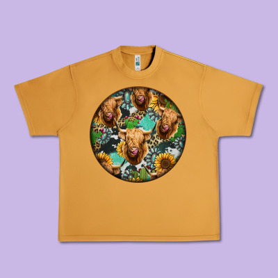 Highland Cow Pattern Urban Heavy Tee Designed By Jasminsmagicworld