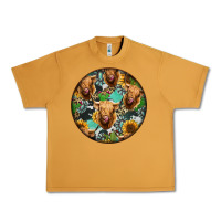 Peanut Butter Highland Cow Pattern Urban Heavy Tee - Jasminsmagicworld