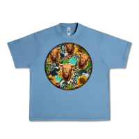Pebble Blue Highland Cow Pattern Urban Heavy Tee - Jasminsmagicworld