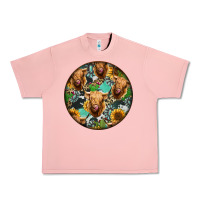 Salmon Highland Cow Pattern Urban Heavy Tee - Jasminsmagicworld