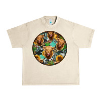 Sandshell Highland Cow Pattern Urban Heavy Tee - Jasminsmagicworld