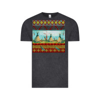 Vintage Black teepe tent dreamcatcher totem pole seamless patter Vintage Tee - FaDigitalArtStudio