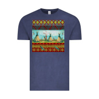 Vintage Denim teepe tent dreamcatcher totem pole seamless patter Vintage Tee - FaDigitalArtStudio