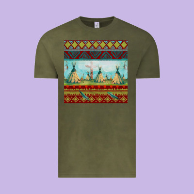 Teepe Tent Dreamcatcher Totem Pole Seamless Patter Vintage Tee Designed By Fadigitalartstudio