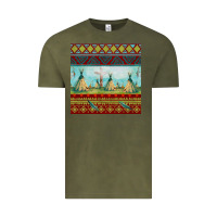 Vintage Olive teepe tent dreamcatcher totem pole seamless patter Vintage Tee - FaDigitalArtStudio